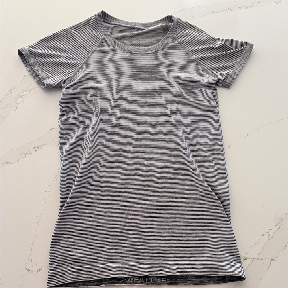 lululemon athletica Black and White Striped Tee
